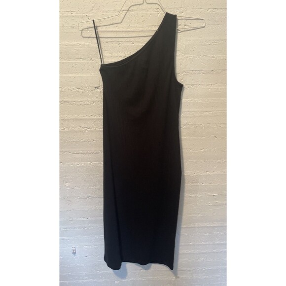 Gap One Shoulder Ribbed Midi Dress, Fitted Stretch Black, NWOT, Size XS - Picture 8 of 9